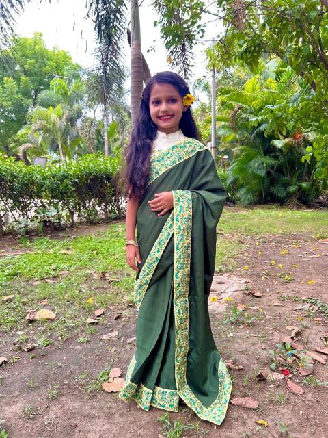 KSGN 018 Ready to wear sarees Dola Silk Affordable kids clothing supplier in Pune